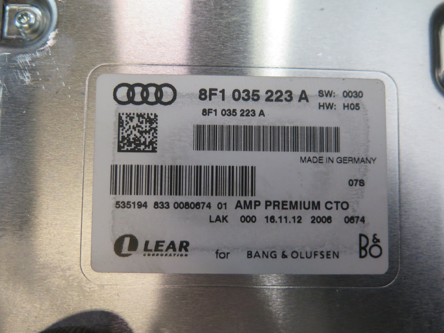 12-17 Audi A5 S5 RS5 8F7 Convertible Radio Audio AMP Amplifier 8F1035223A OEM