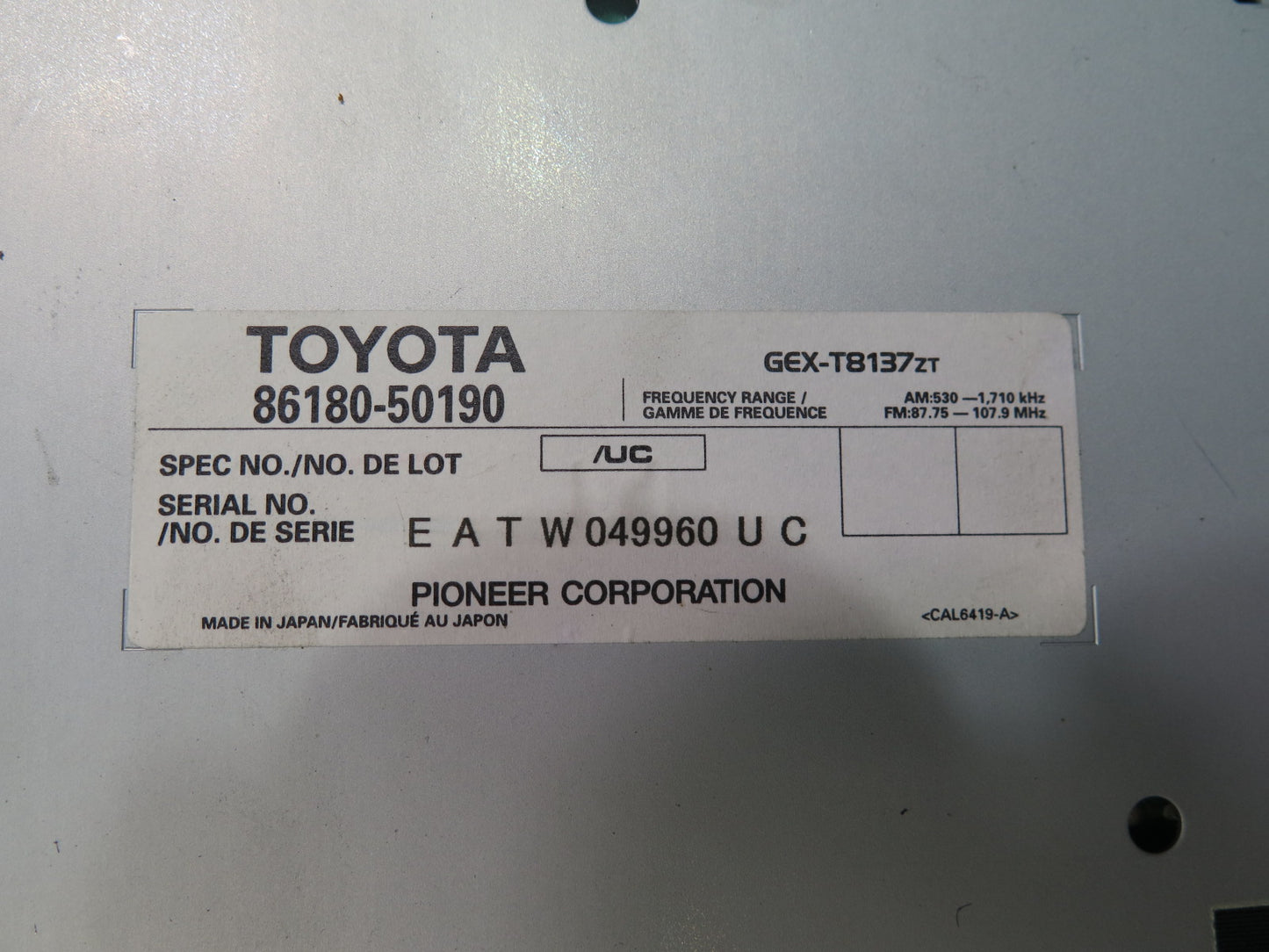 04-06 Lexus UCF30L LS430 Pioneer Audio Radio Amplifier AMP 86180-50190 OEM