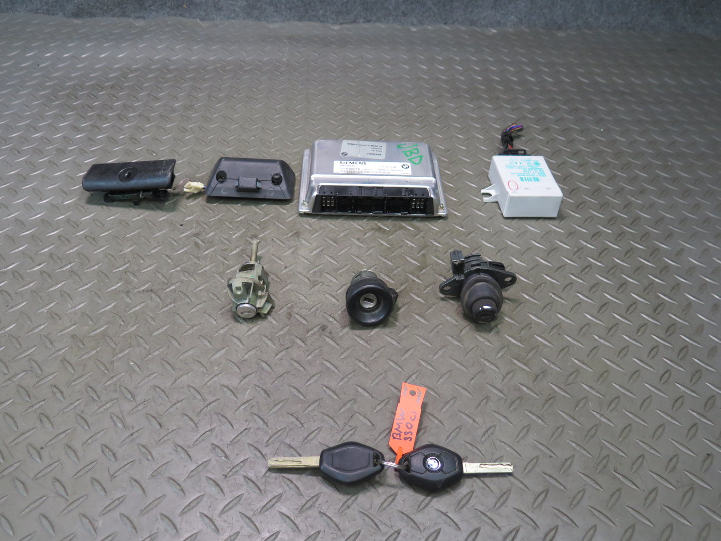 2002 BMW E46 330ci M54 Conv ECU Immo Ignition Door Trunk Glove Lock KEY Set OEM