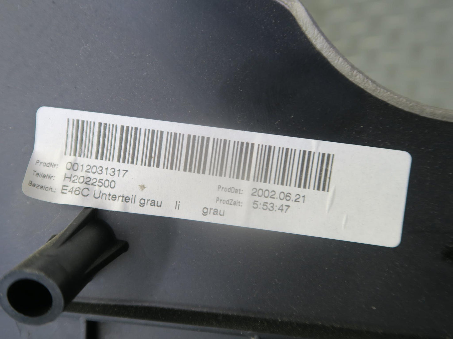 01-06 BMW E46 330ci Conv Set of 2 Rear Lower Quarter Trim Cover Panel Gray OEM