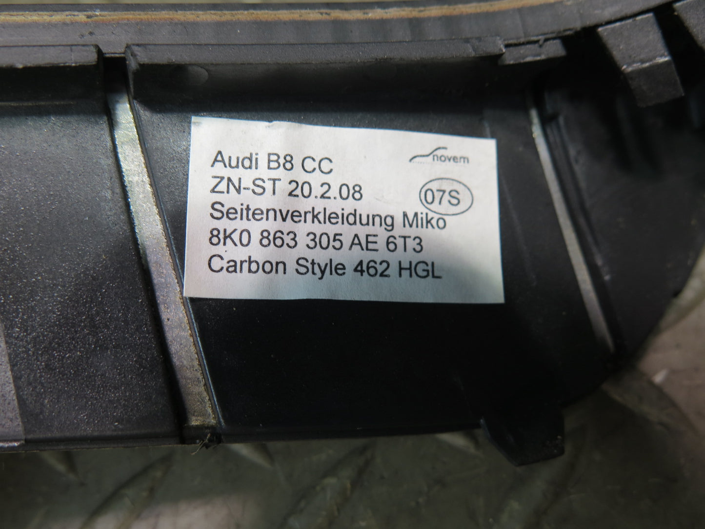 13-15 Audi 8F7 RS5 Front Center Console Carbon Trim Panel 8K0863305AE OEM