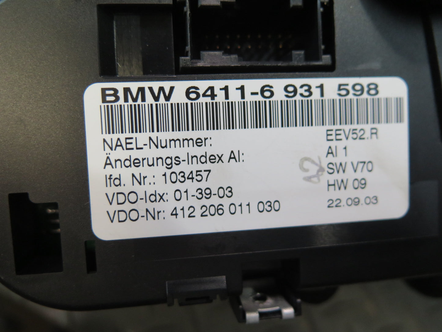 03-04 BMW E85 Z4 A/C Air Conditioning Climate Control Switch Panel 6931598 OEM
