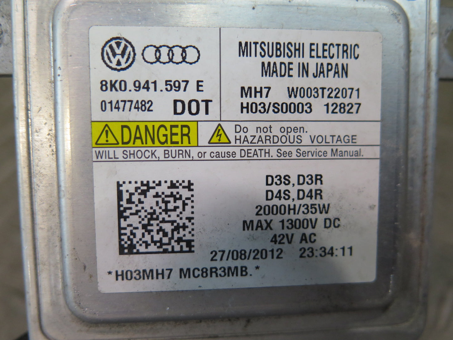 08-17 Audi A5 S5 RS5 Right HID Headlight Ballast 8K0941597E OEM