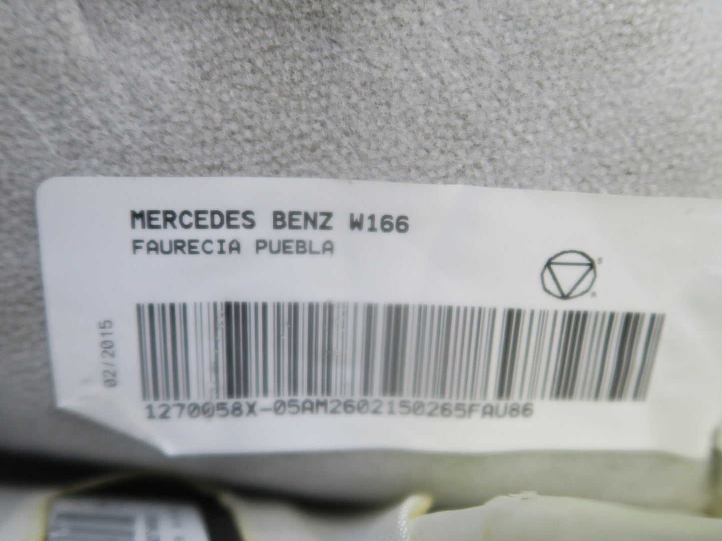 12-15 Mercedes W166 Ml-class Front Right Seat Upper Backrest Cushion OEM