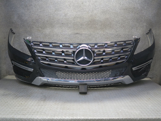 12-15 Mercedes W166 ML350 Front Bumper Cover Black w Grille & Fog Light Assy OEM