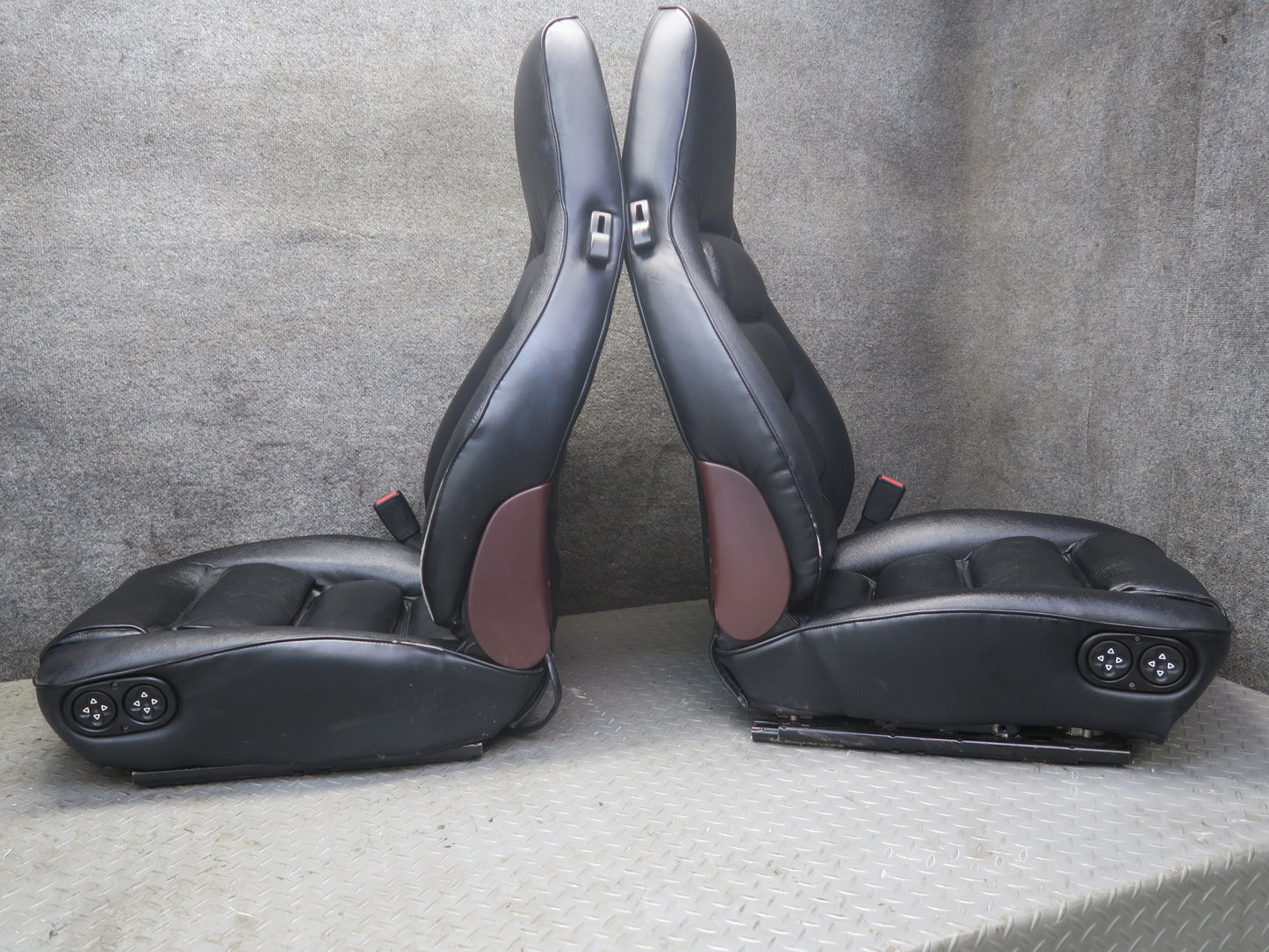 85-86 Porsche 928 S Front & Rear Left Right Side Power Seat Leather Black Set
