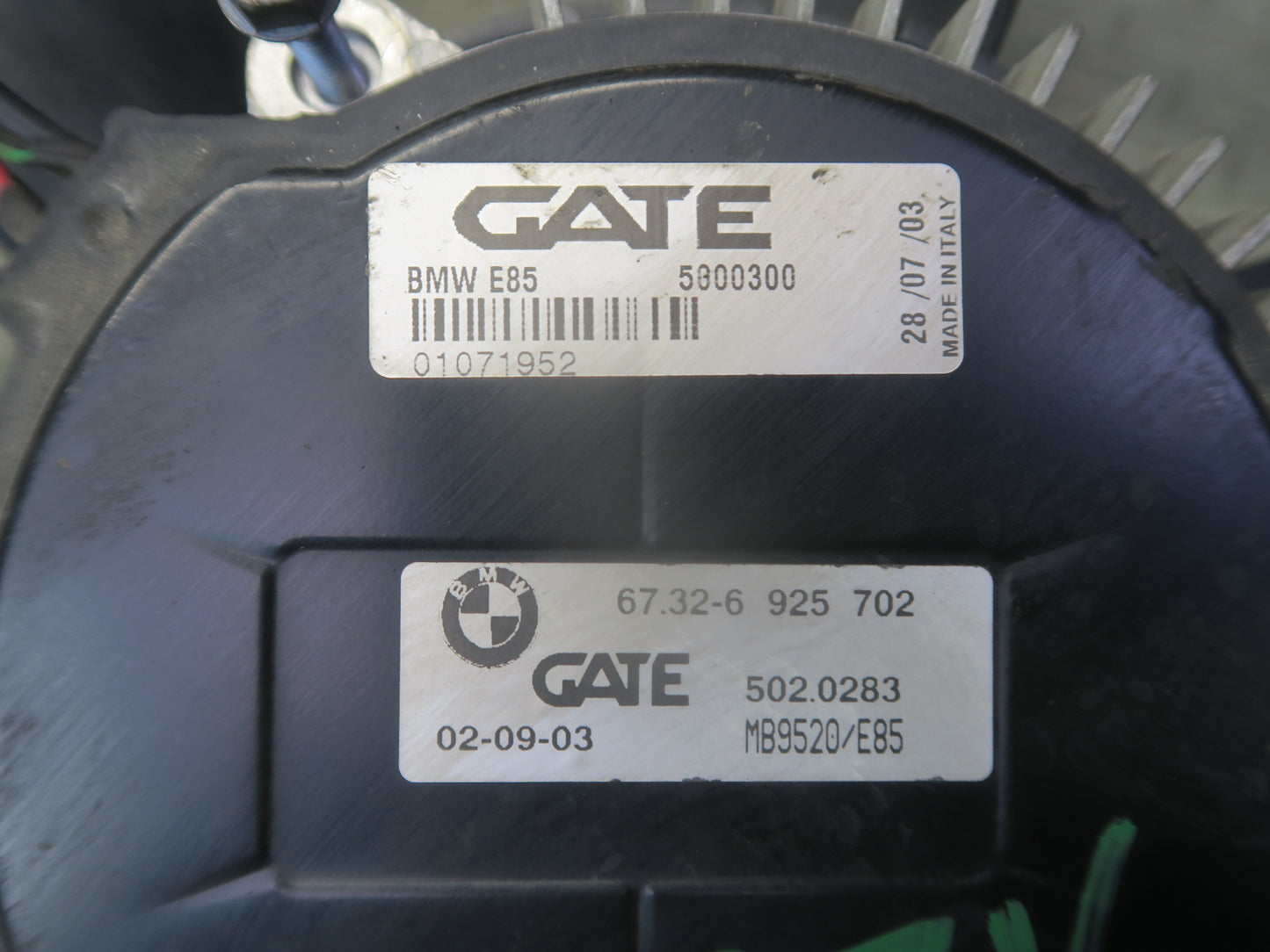 03-08 BMW E85 Z4 M/T Engine Cooling Fan Motor w Blade 6925702 OEM