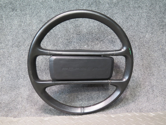1984-1989 Porsche 928 Leather Steering Black w Horn Pad Cover