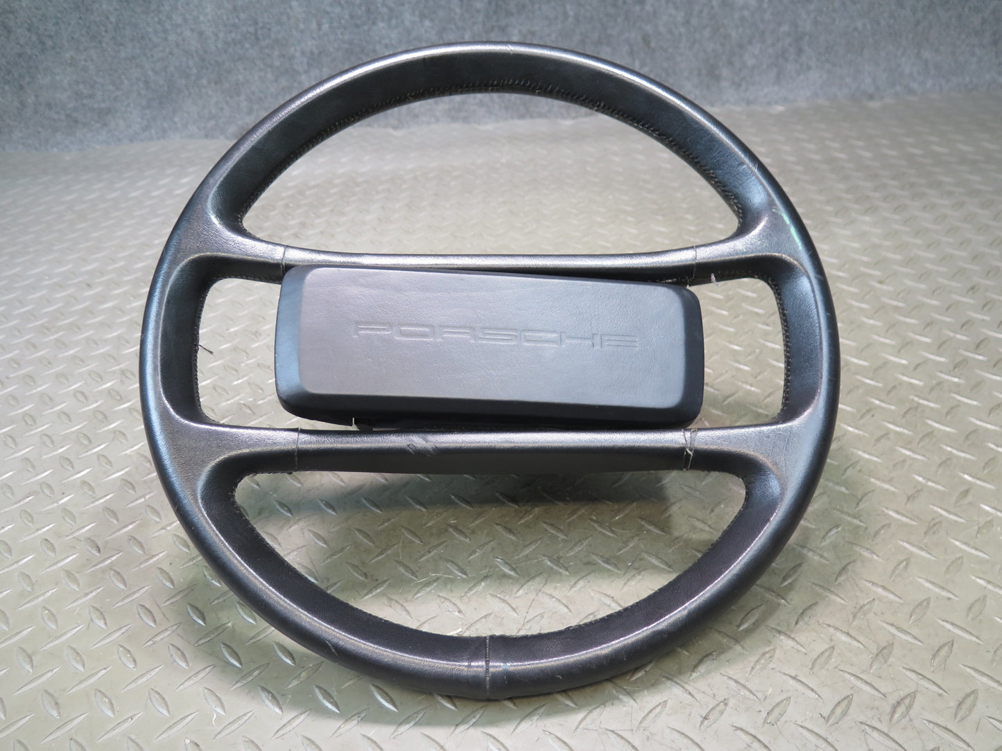 1984-1989 Porsche 928 Leather Steering Black w Horn Pad Cover