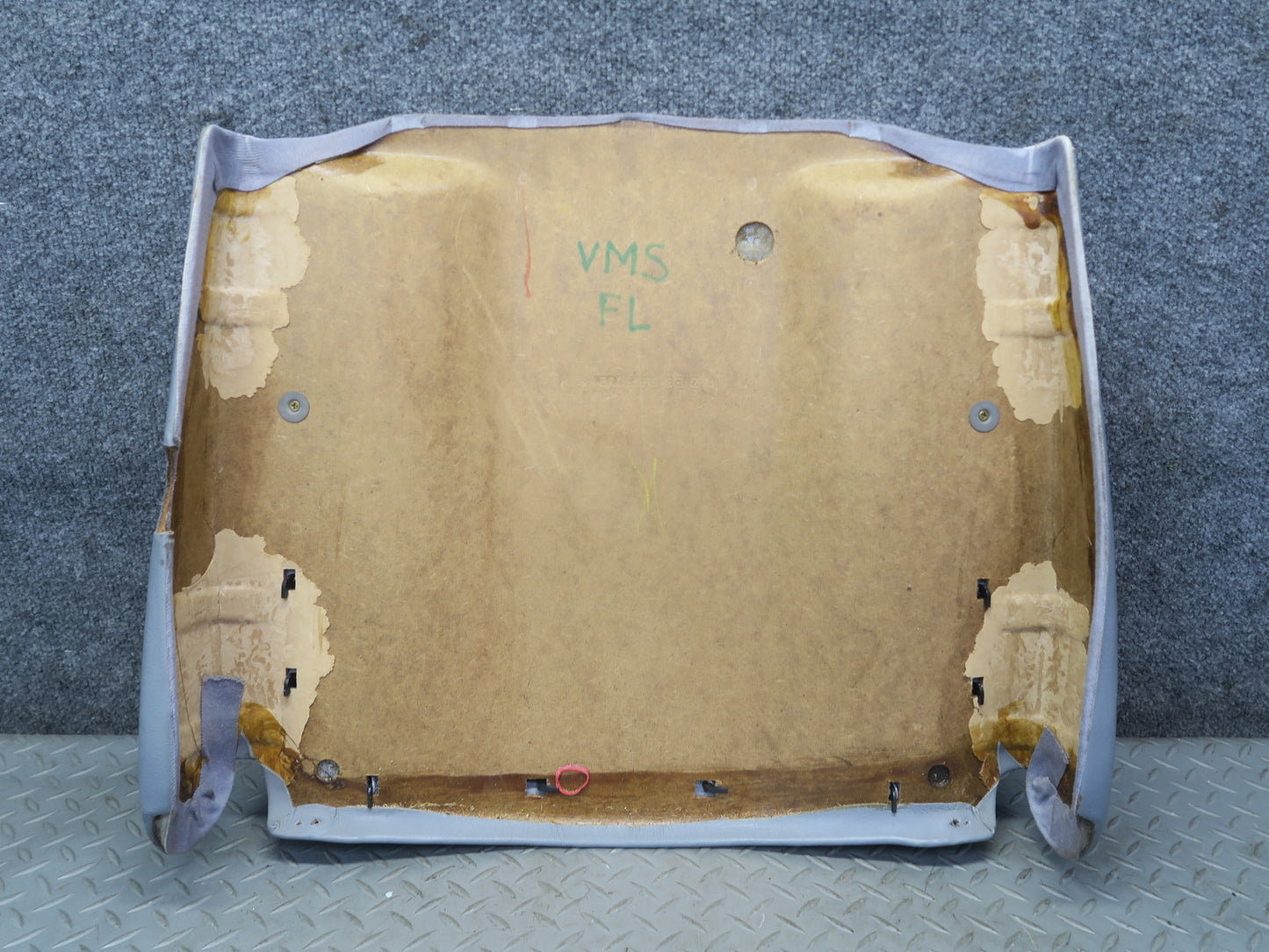 89-91 Mercedes W126 Sedan Front Left Driver Seat Back Trim Cover Panel Gray OEM