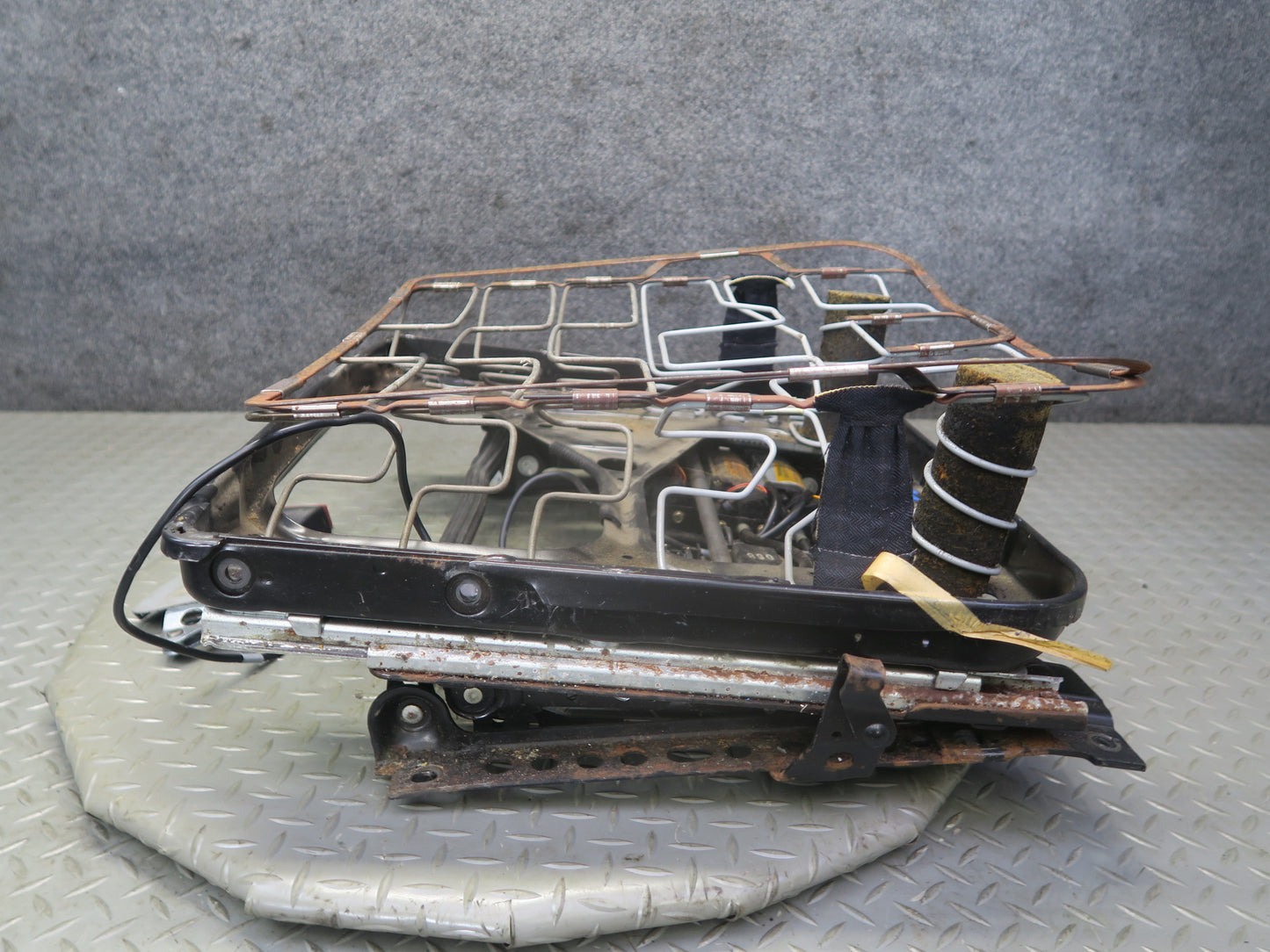 86-91 Mercedes W126 Sedan Front Left Seat Lower Frame Track Rail w Motors OEM