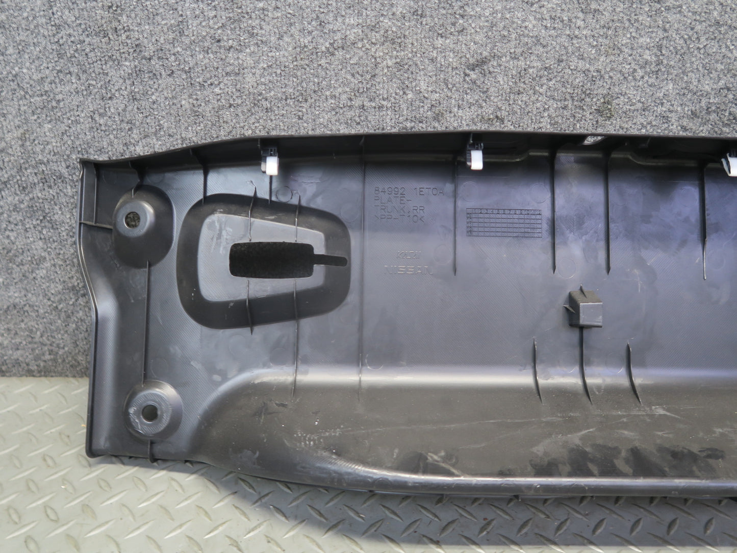 10-19 Nissan Z34 370Z Convertible Rear Trunk Scuff Sill Plate Trim Panel OEM