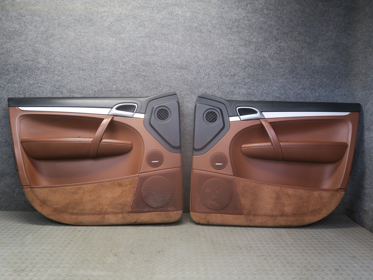 2008-2010 Porsche Cayenne 957 Front Door Interior Trim Panel Chestnut Set of 2