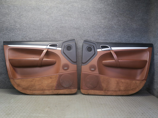 2008-2010 Porsche Cayenne 957 Front Door Interior Trim Panel Chestnut Set of 2
