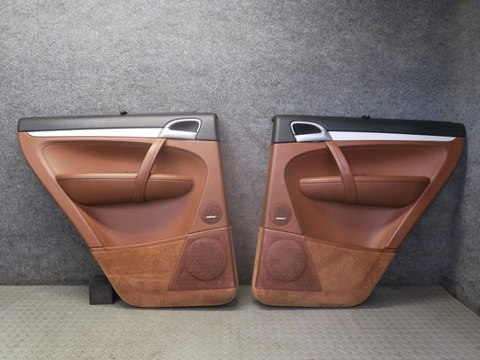 2008-2010 Porsche Cayenne 957 Rear Door Interior Trim Panel Chestnut Set of 2