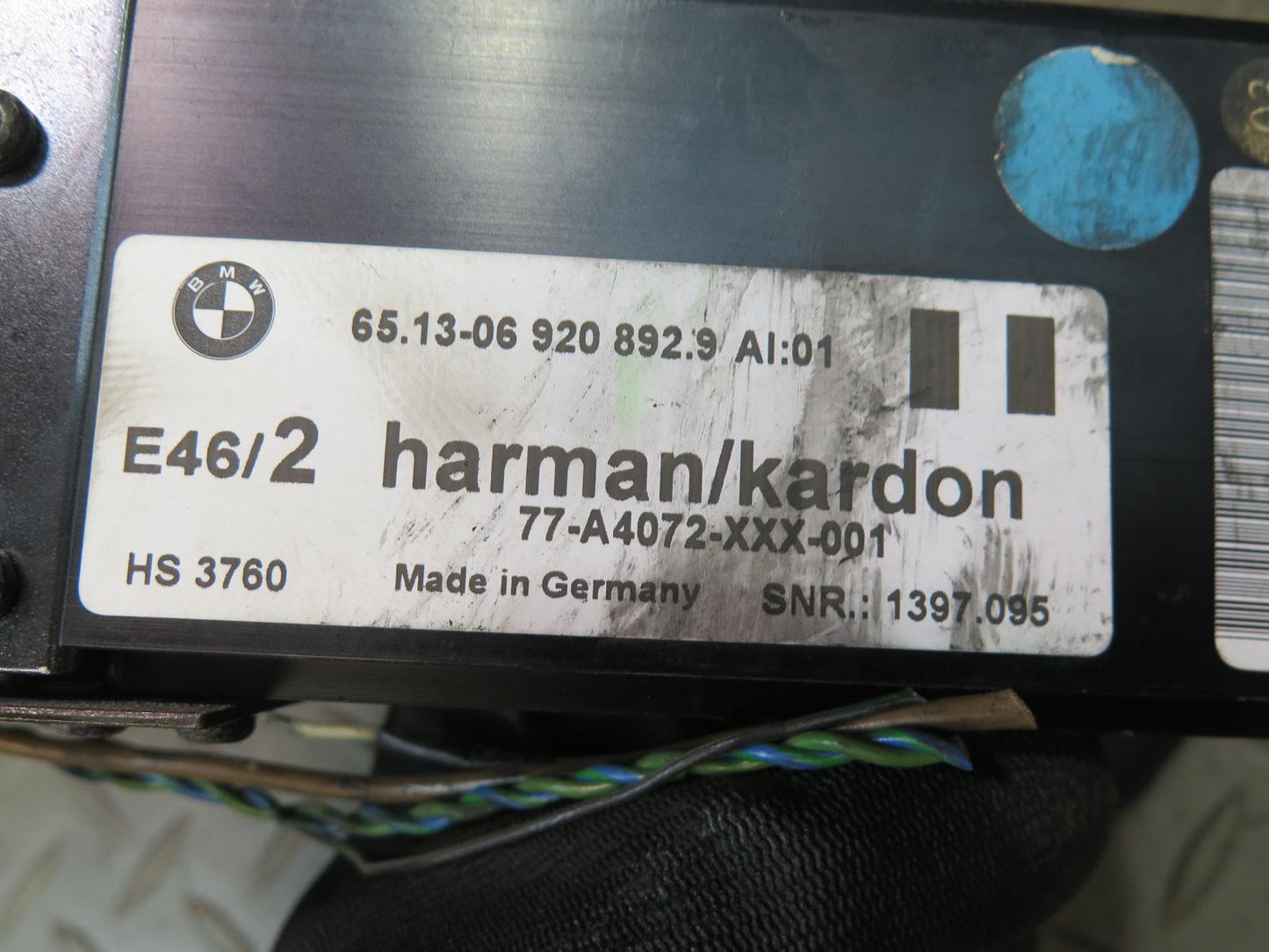 2001-2006 BMW E46 M3 3-SERIES Harman Kardon Subwoofer Amplifier AMP 6920892