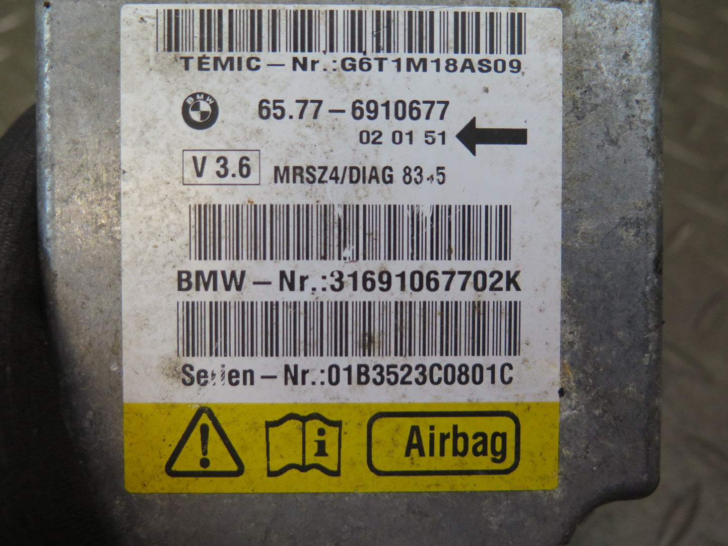 2002 BMW E36 Z3 SRS AIRBAG CONTROL MODULE UNIT 65776910677 OEM