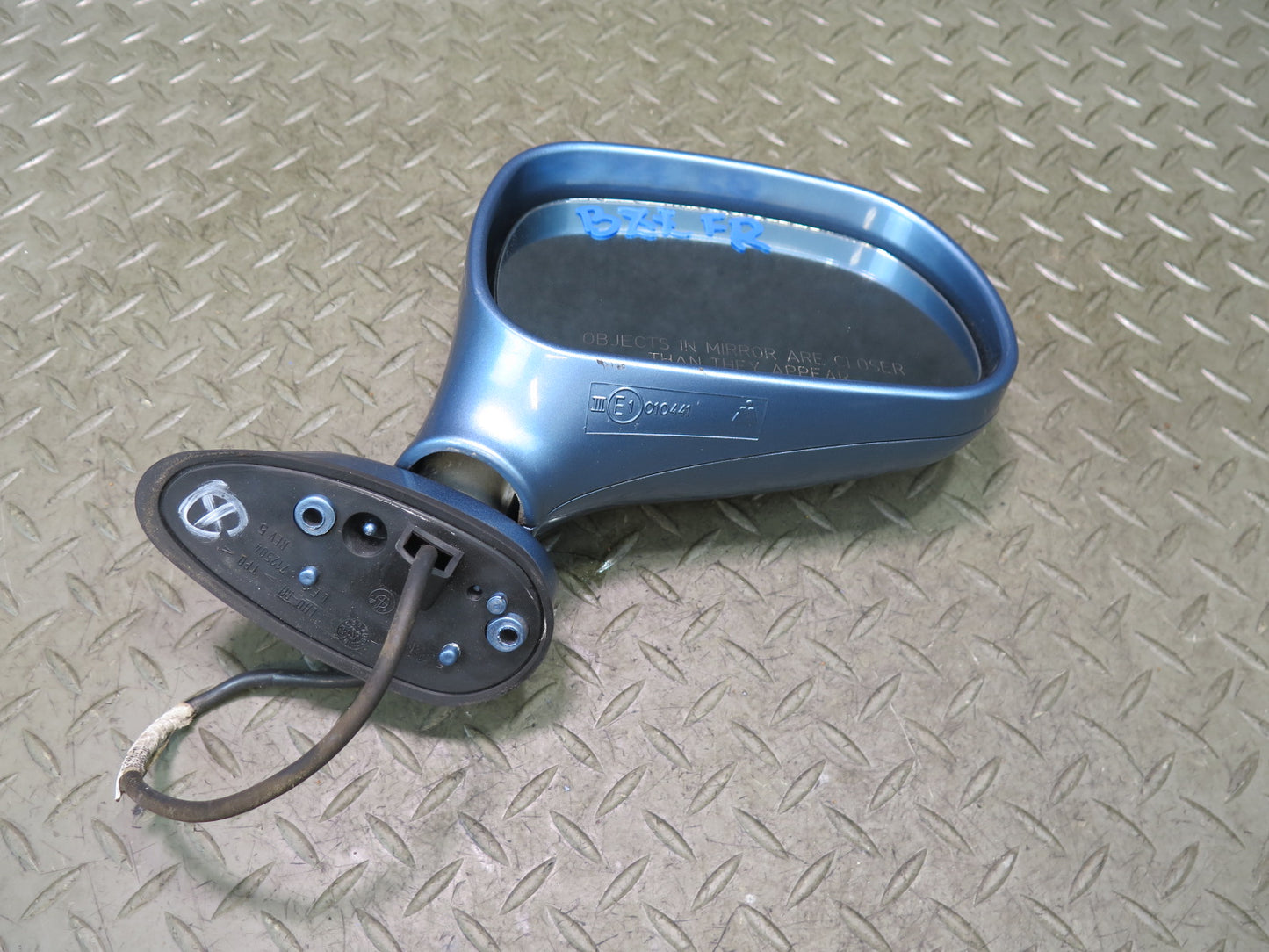 96-02 BMW E36/7 Z3 Front Right Exterior Side View Power Heated Mirror Blue OEM
