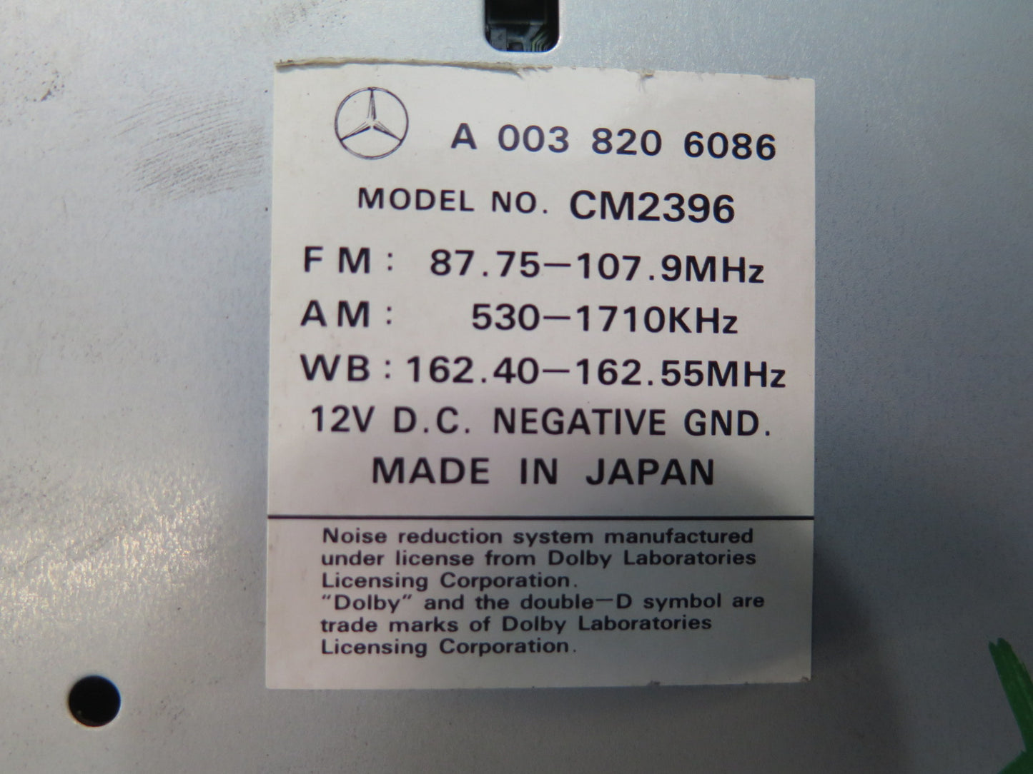 94-98 Mercedes R129 Sl-class Car Stereo Radio Cassette Pllayer 0038206086