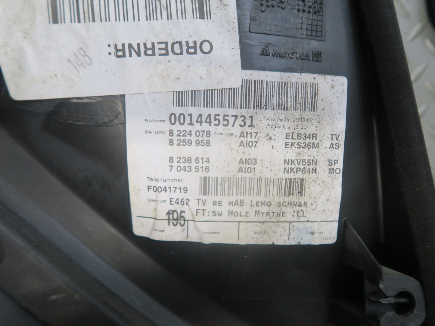 2001-2006 BMW E46 M3 Coupe Convertible Right Door Trim Cover Panel Black