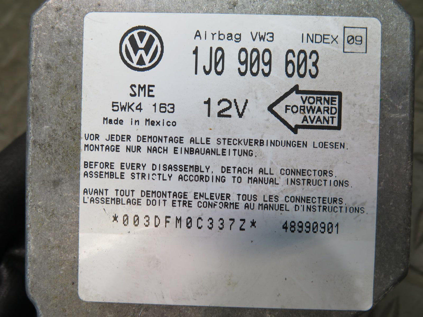 99-03 VW EUROVAN T4 MV SRS AIRBAG CONTROL MODULE UNIT 1J0909603 OEM