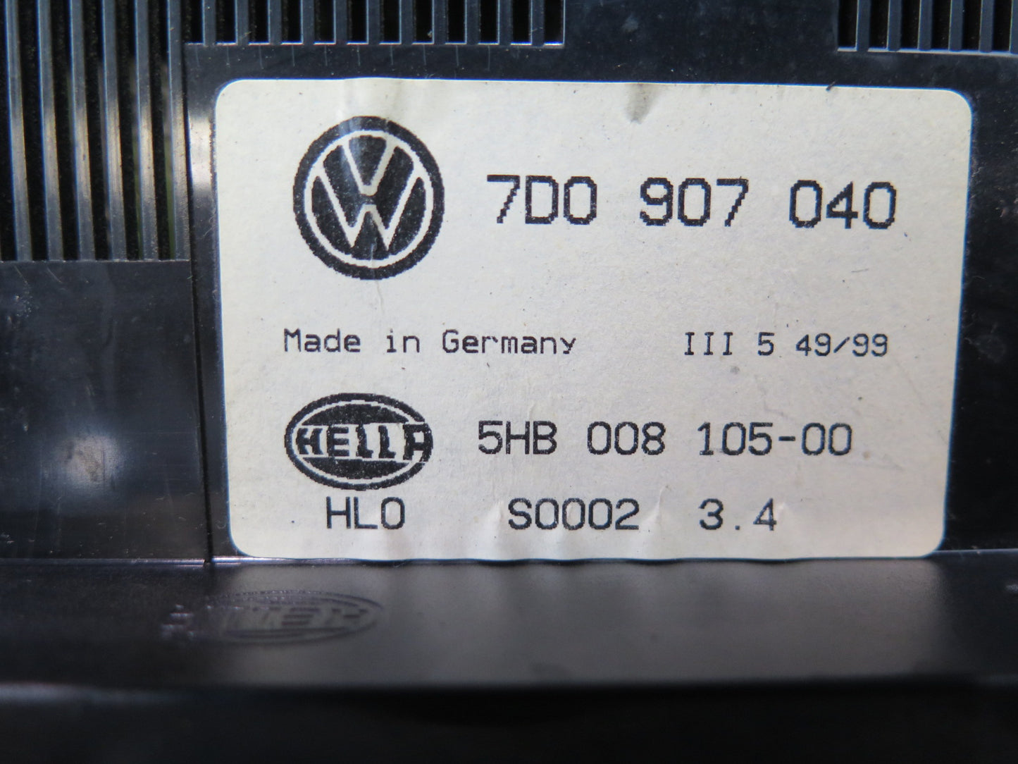 99-03 VW Eurovan T4 A/C Heater Climate Control Switch Panel 7D0907040 OEM