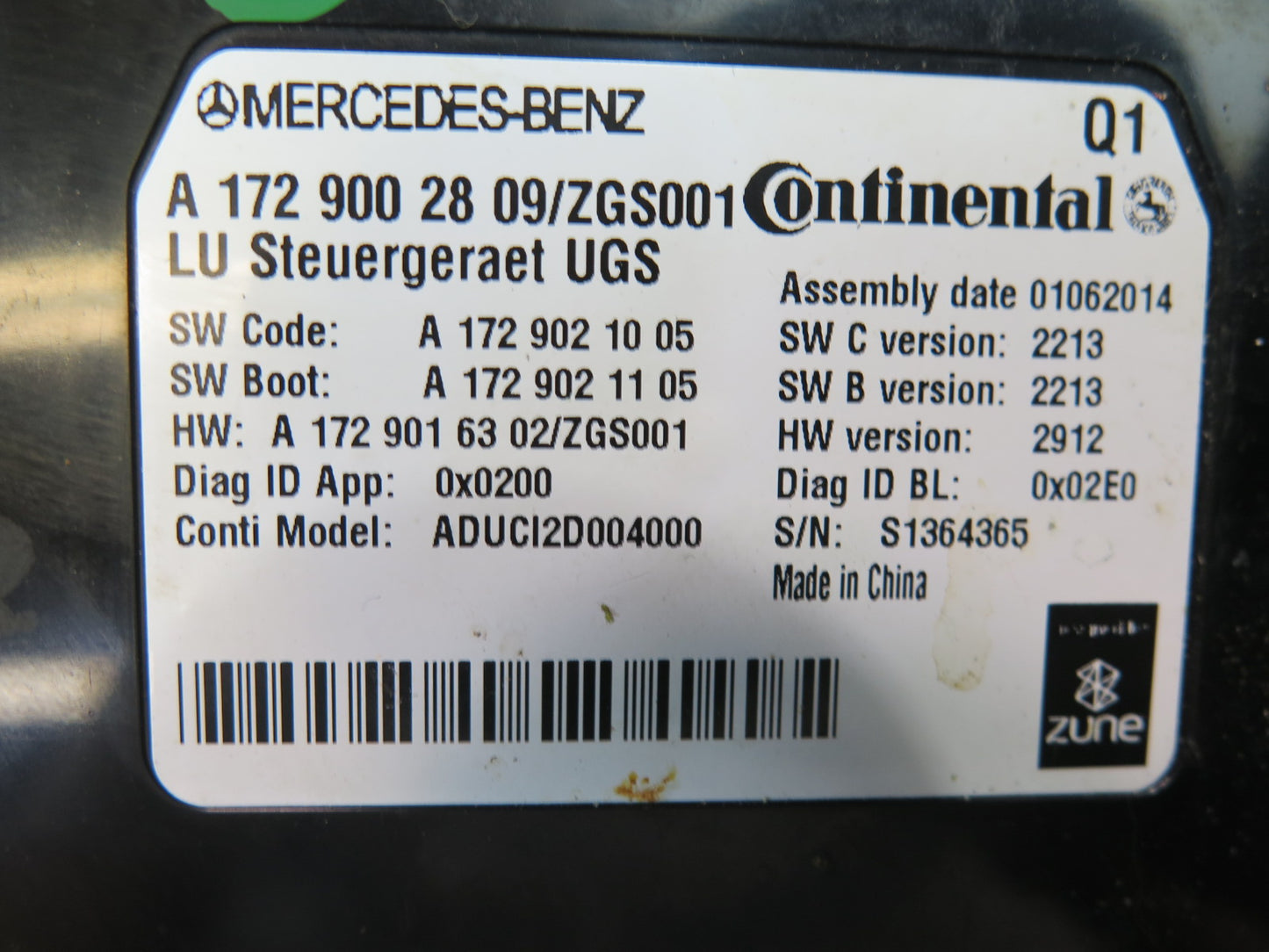 2012-2015 Mercedes R172 SLK250 Communication Control Module Interface