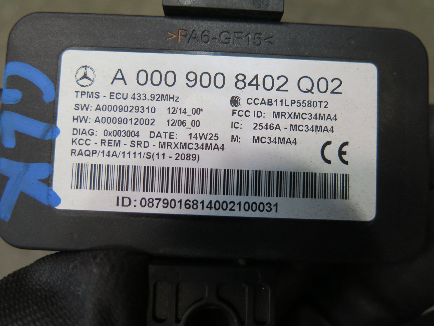 2012-2020 Mercedes R172 SLK SLC TPMS Tire Pressure Monitoring Sensor Module