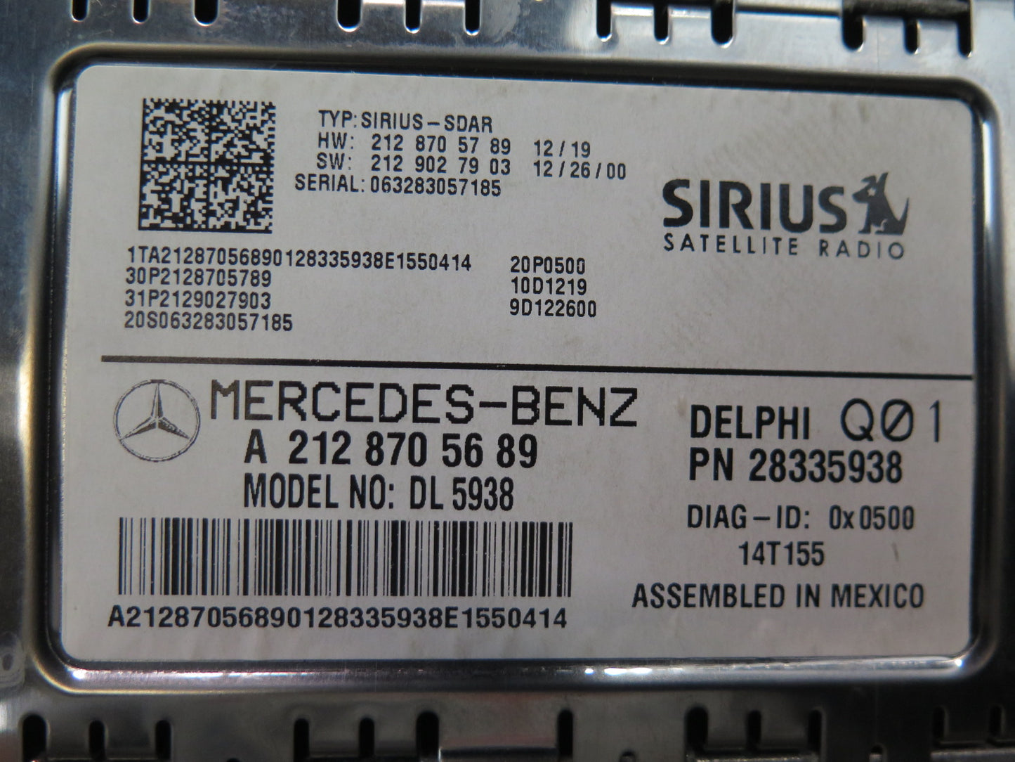 2012-2016 Mercedes R172 SLK Sirius Satellite Radio Receiver Control Module