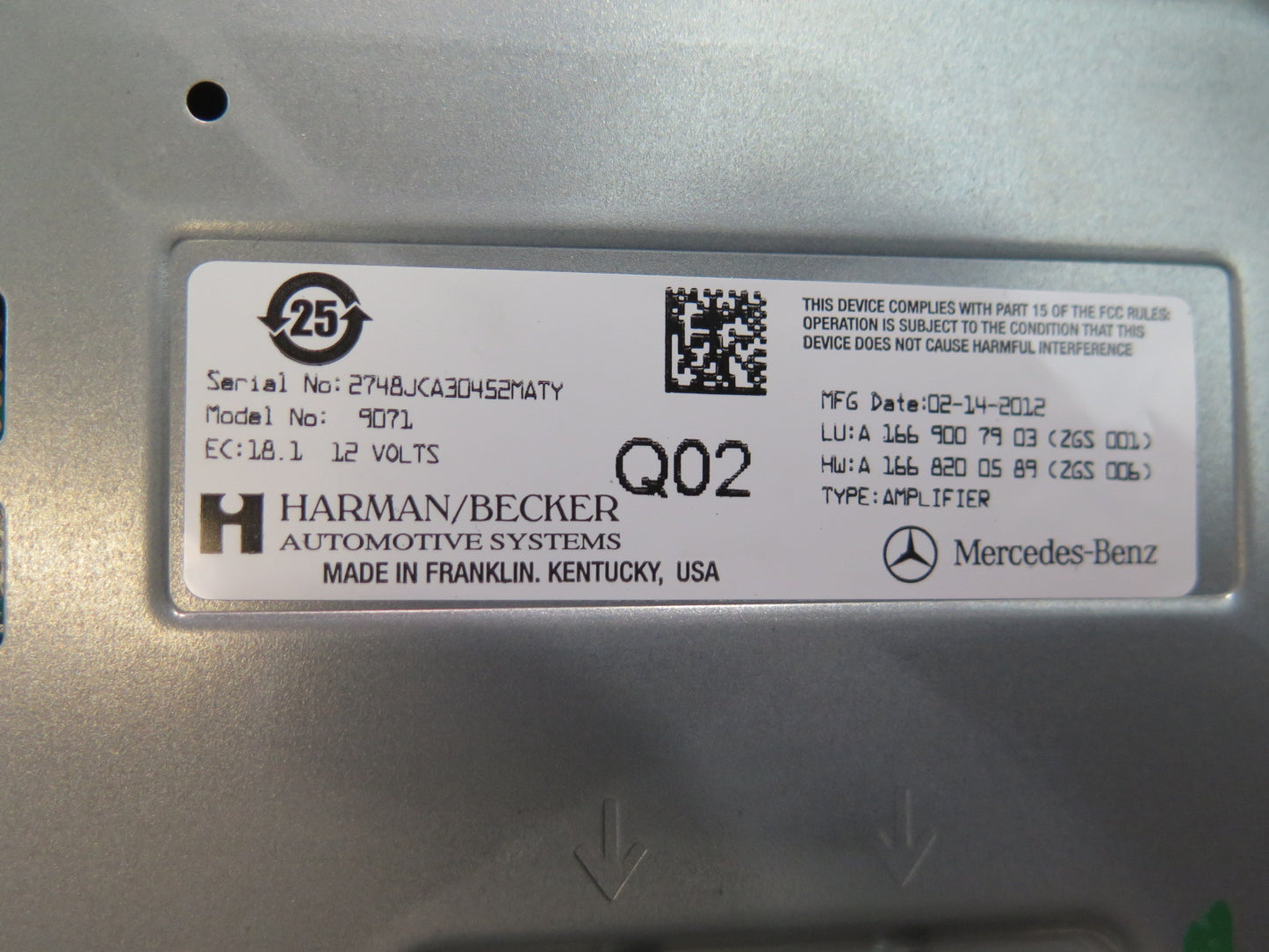 13-16 Mercedes R231 SL550 Harman Becker Audio Amplifier AMP 1669007903 OEM