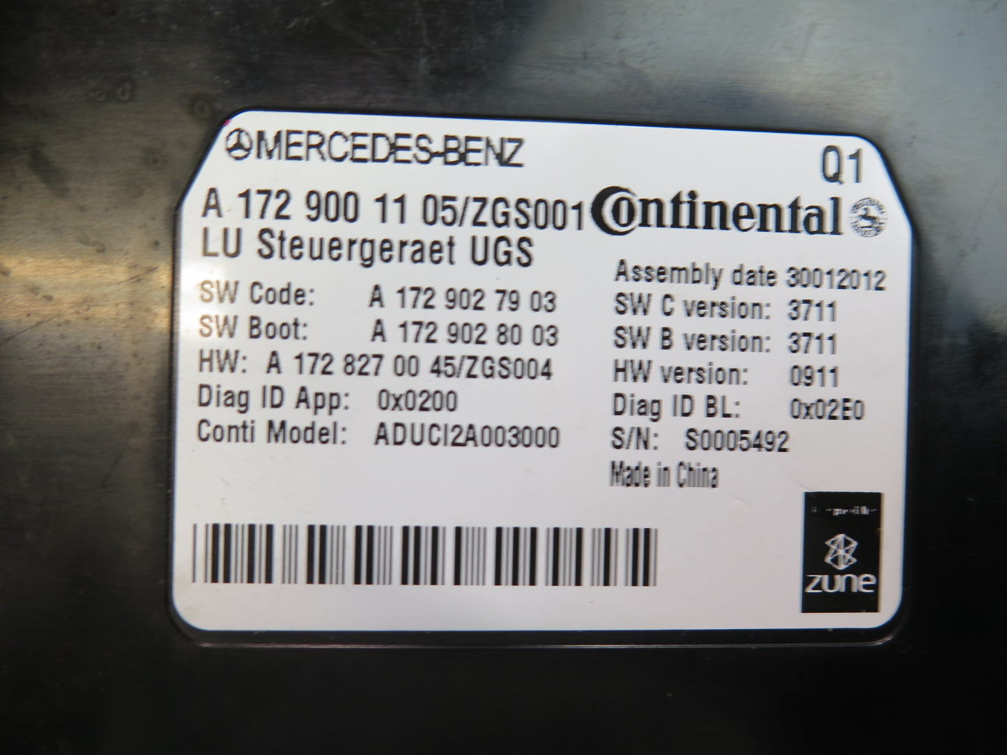 2013 Mercedes R231 SL550 Interface Communication Control Module 1729001105 OEM