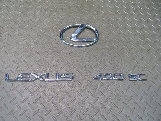 02-10 Lexus UZZ40L SC430 Rear Trunk Lid Ornament Emblem Logo Badge Set OEM