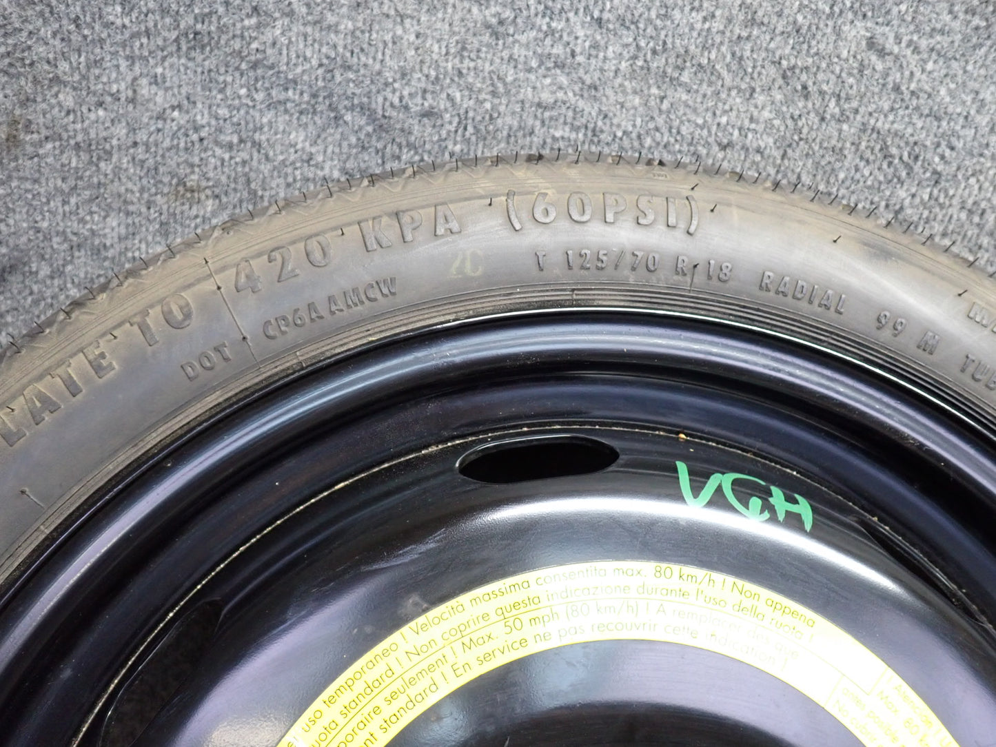 06-09 VW Golf MK5 R32 Spare Tire R18" Wheel 18x3.5 ET25.5 1K0601027B OEM