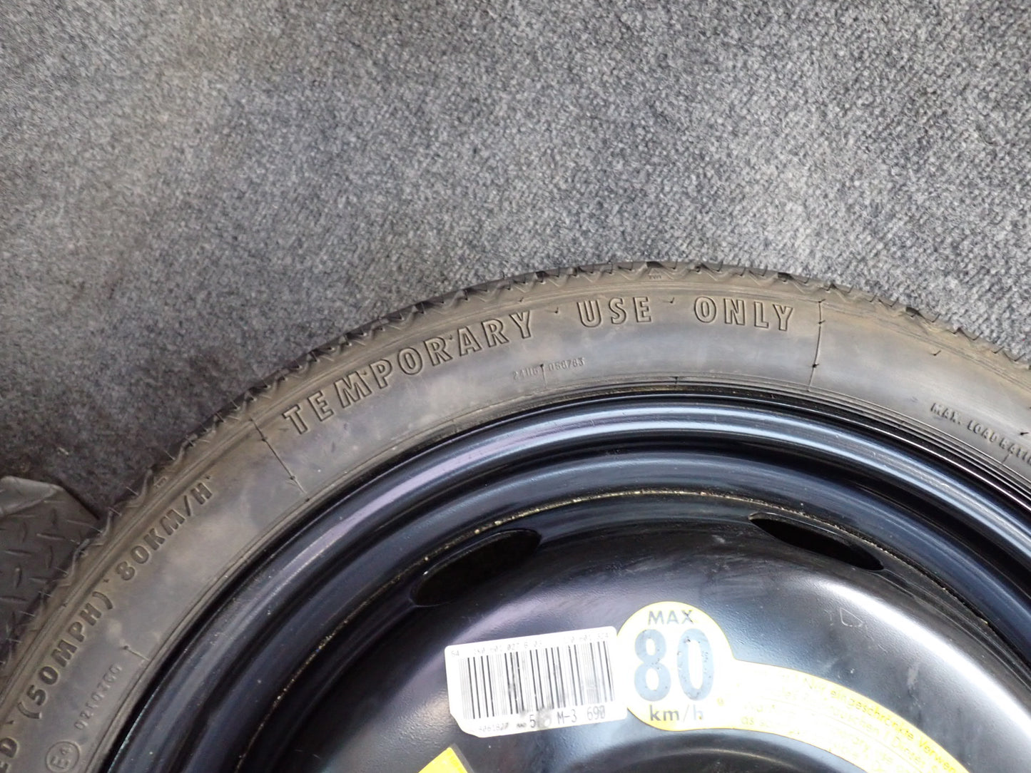 06-09 VW Golf MK5 R32 Spare Tire R18" Wheel 18x3.5 ET25.5 1K0601027B OEM