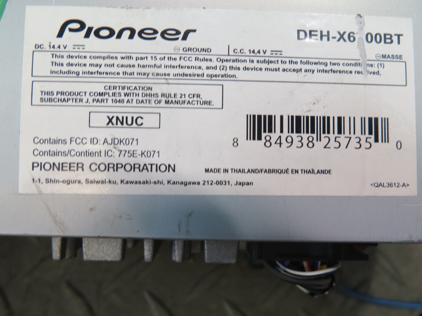 Pioneer DEH-X6700BT 1-DIN Radio Bluetooth USB AUX CD Player Receiver