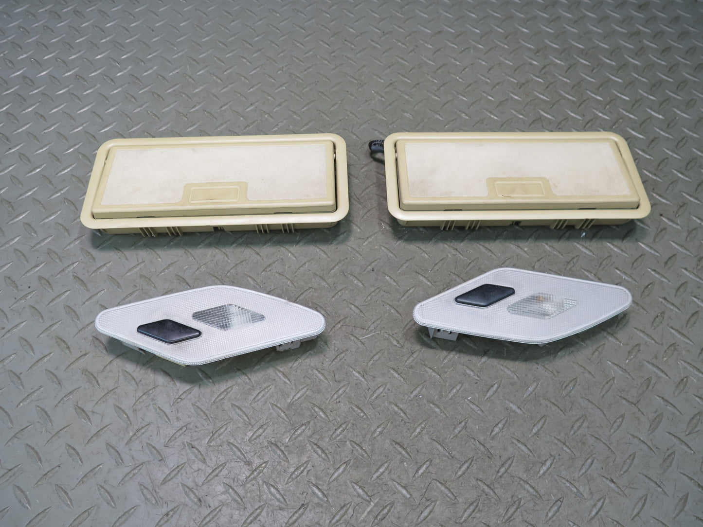 94-99 Mercedes W140 S420 S500 Rear Left & Right Vanity Mirror w Light Set OEM