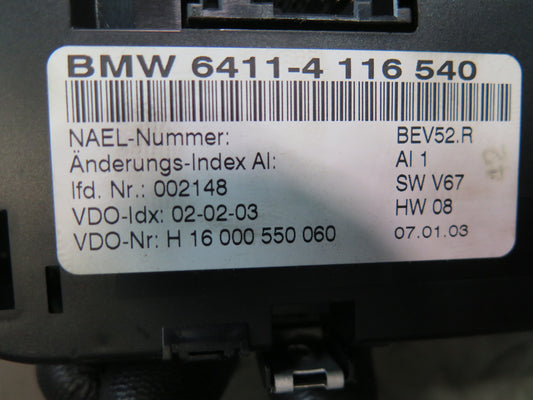 2003 BMW E85 Z4 A/C Heater Climate Control Switch Panel 4116540 OEM