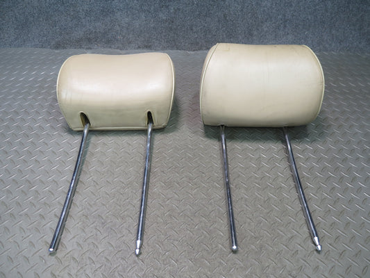 94-99 Mercedes W140 Set of 2 Front Left & Right Seat Leather Headrest Beige OEM