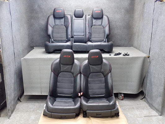 2013-2018 Porsche Cayenne 958 GTS Front & Rear Leather Alcantara Black Seat Set