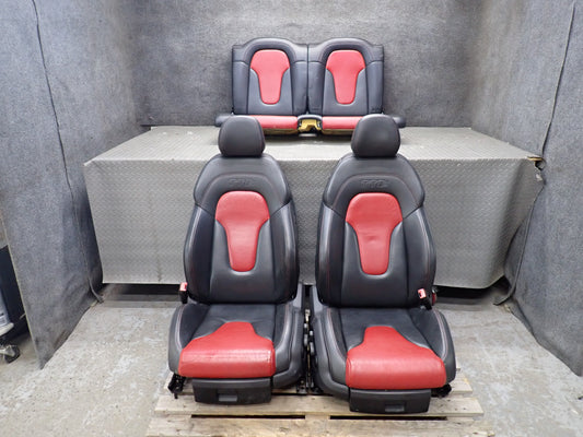 11-15 Audi TTS 8J Coupe Front & Rear Leather Heated Sport Seat Set Magma RED