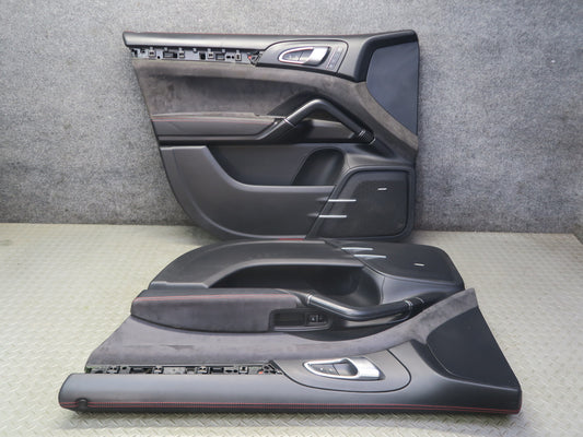 2013-2018 Porsche Cayenne 958 GTS Set of 2 Front Door Alcantara Trim Panel Black