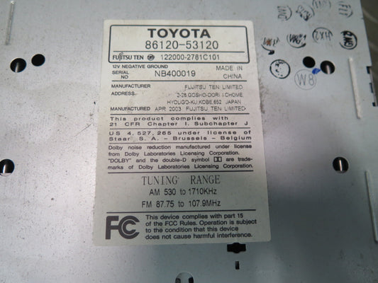 02-05 Lexus JCE10L IS300 Radio Cassette CD Player Receiver 86120-53120 OEM