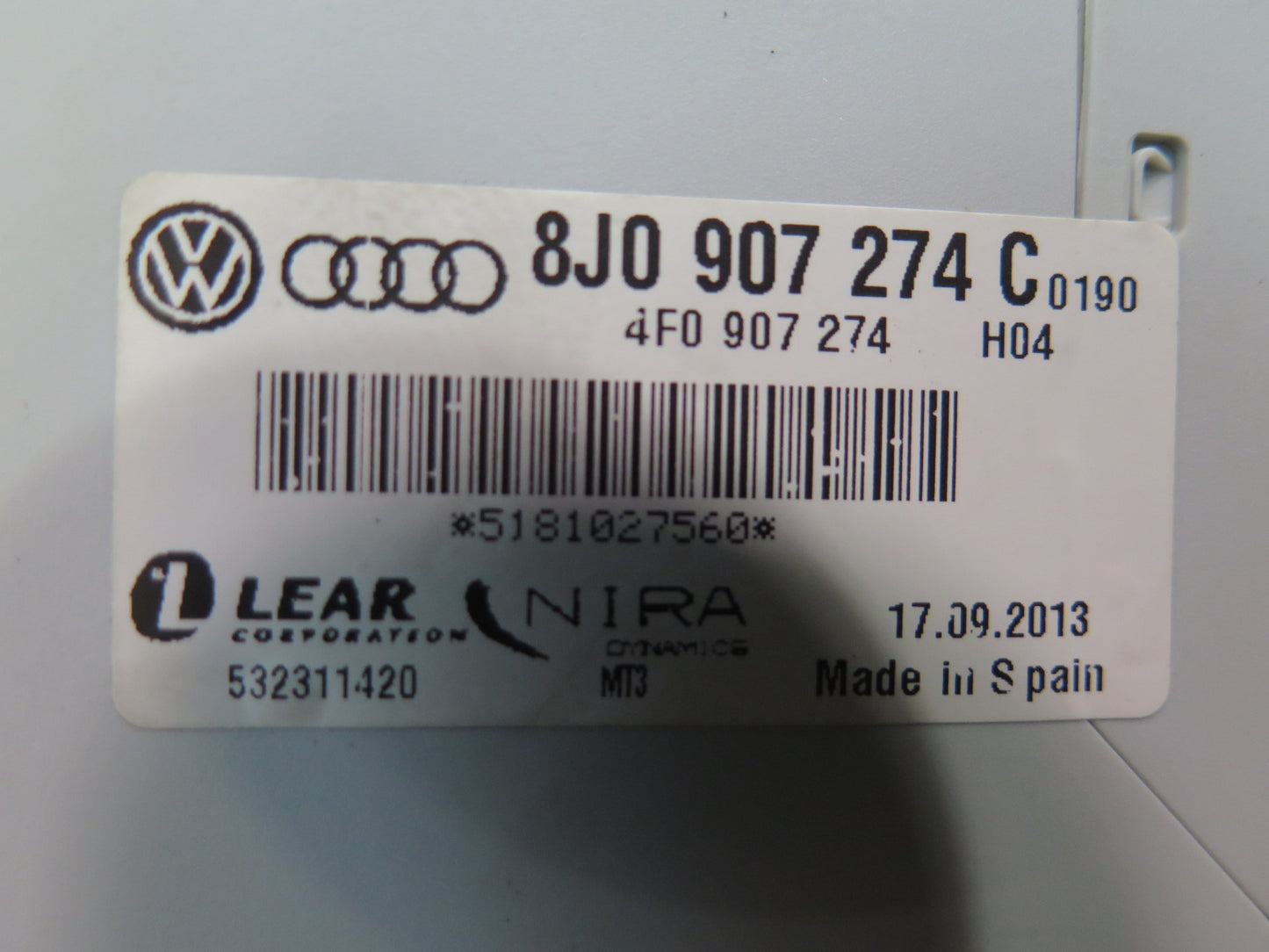 11-15 Audi TT S 8J Tmps Tire Pressure Control Module Unit 8J0907274C OEM