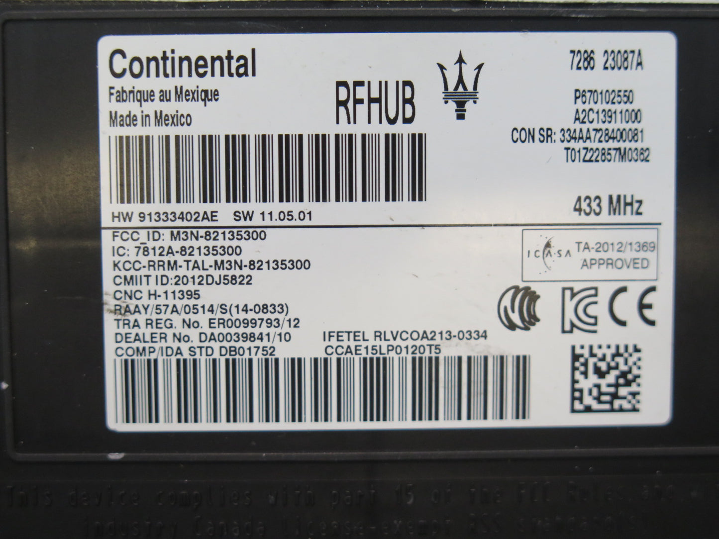 2017-2021 Maserati Quattroporte M156 Keyless Entry Antenna Control Module