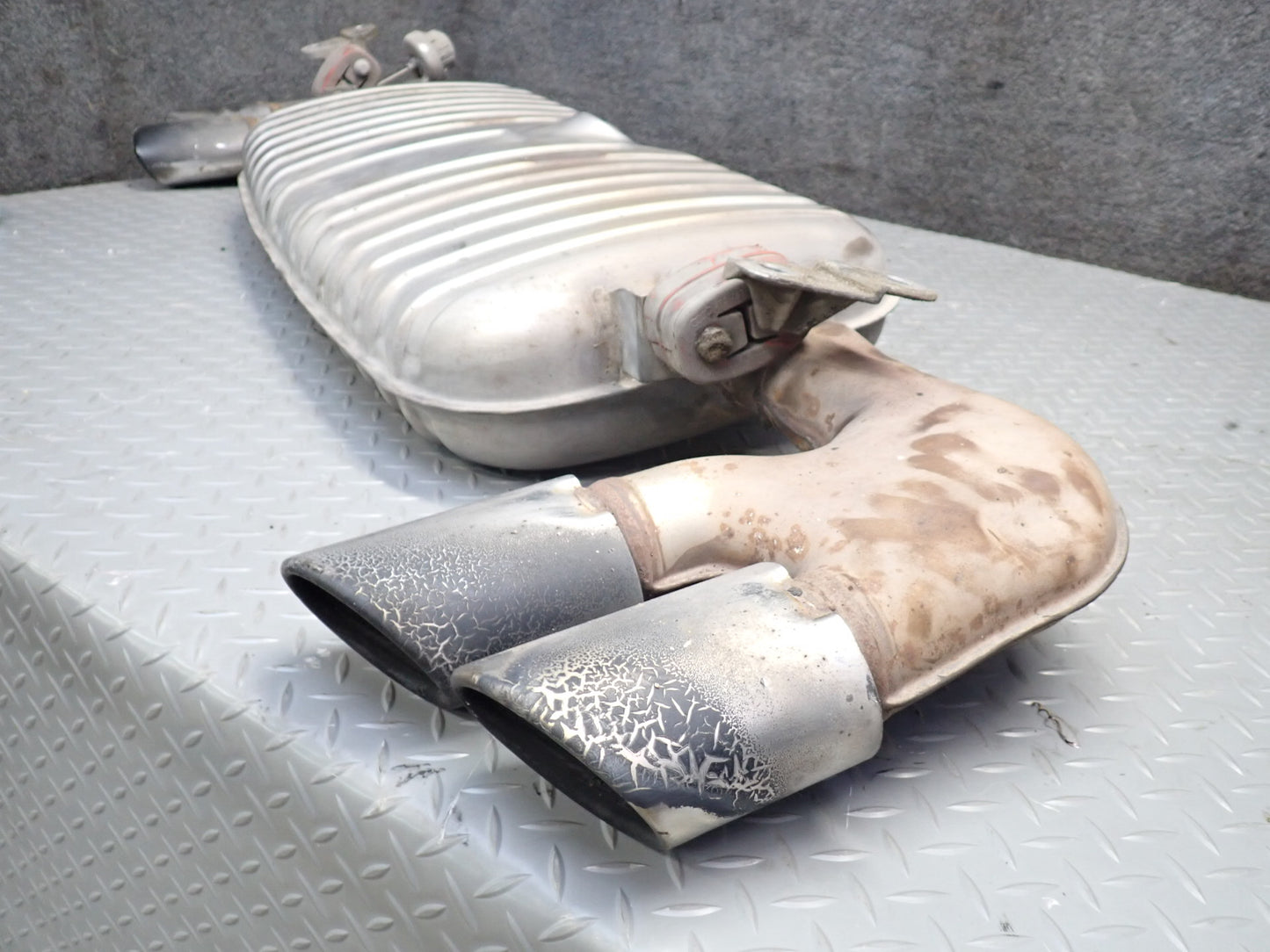 09-15 Audi TT S 8J Quattro Rear Exhaust Muffler w Chrome Dual Tips OEM