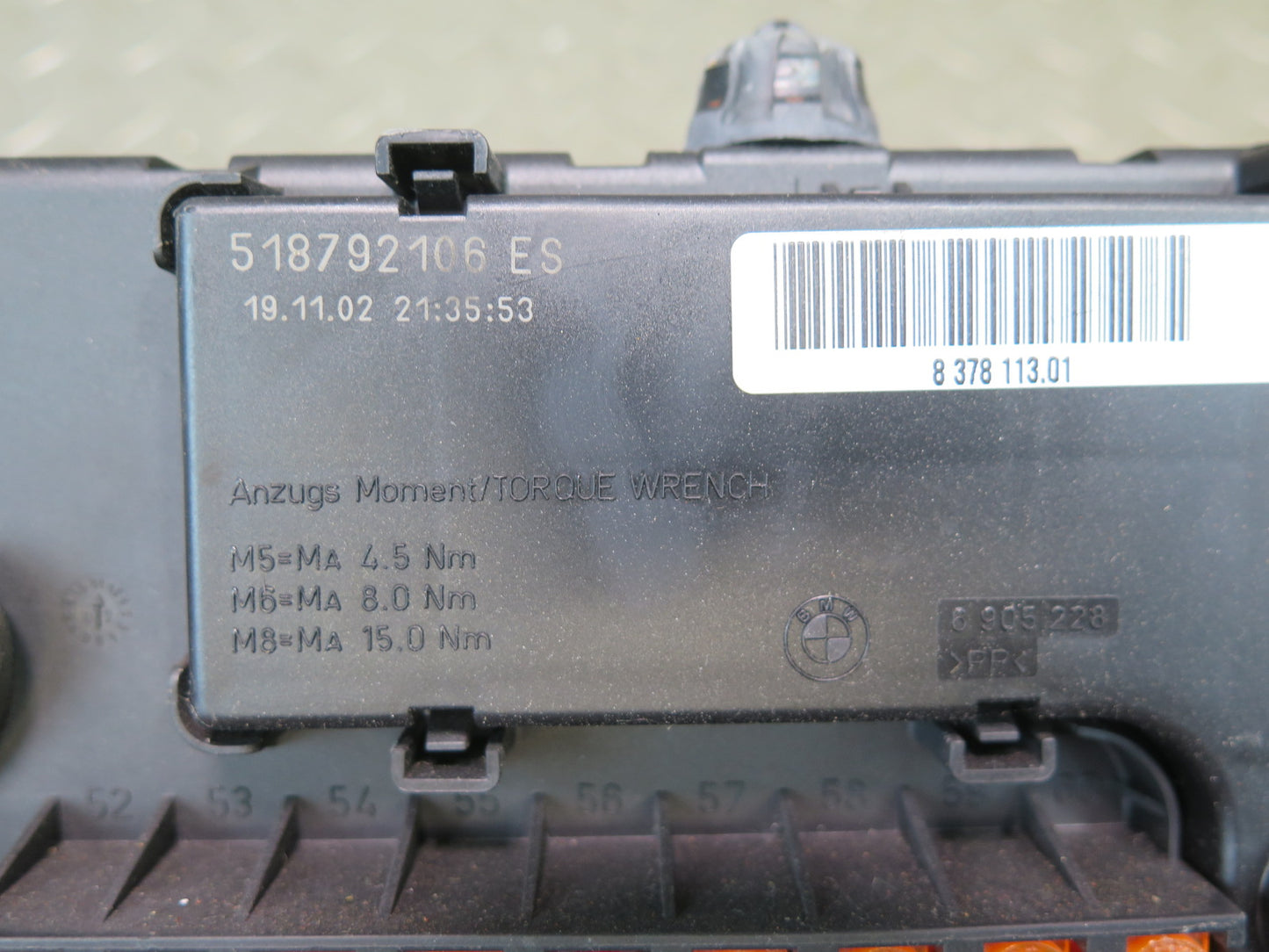03-08 BMW E85 Z4 Dash Fuse Relay Box Module 8378113 OEM