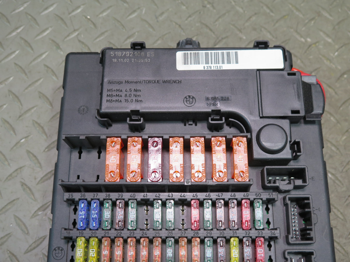 03-08 BMW E85 Z4 Dash Fuse Relay Box Module 8378113 OEM