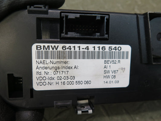 2003 BMW E85 Z4 A/C Heater Climate Control Switch Panel 4116540 OEM