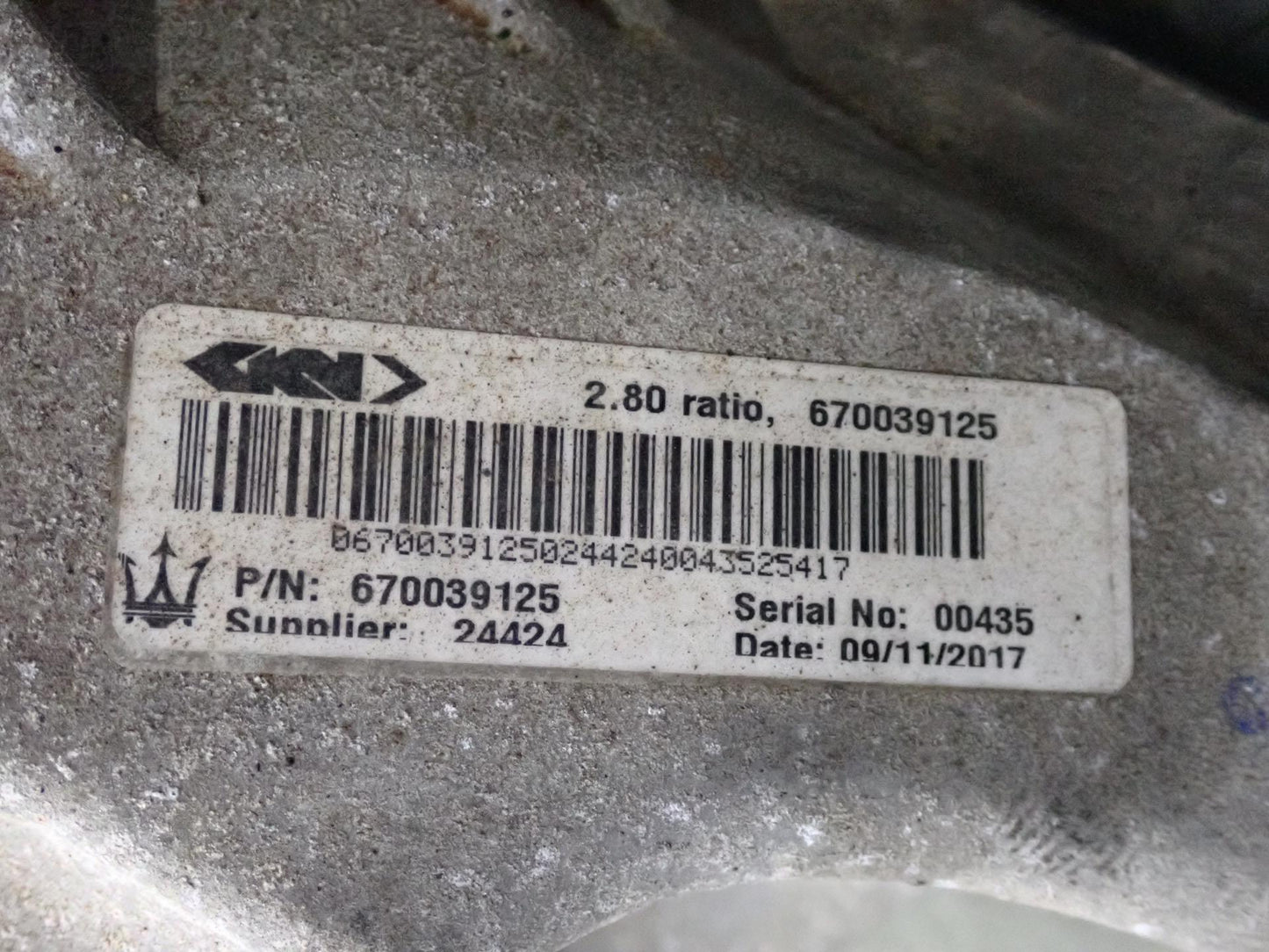 17-21 Maserati Quattroporte SQ4 M156 AWD Rear Differential Carrier 2.80 Ratio