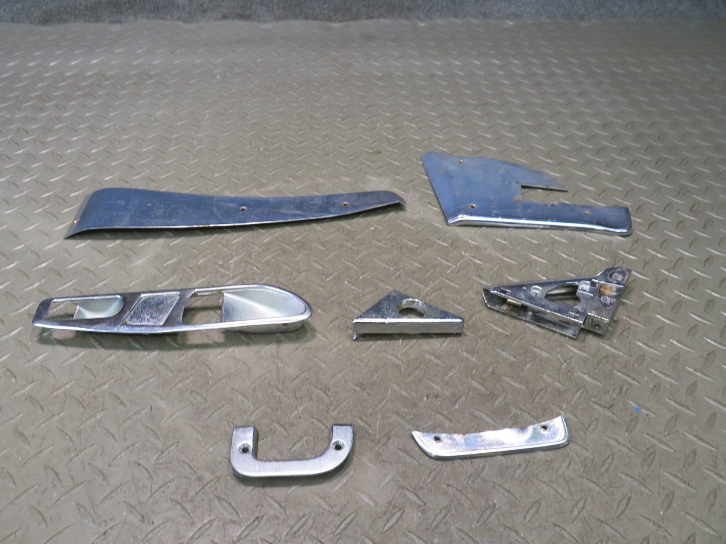86-89 Mercedes R107 560SL Set of 7 Left Door Chrome Trim Panel Cover OEM